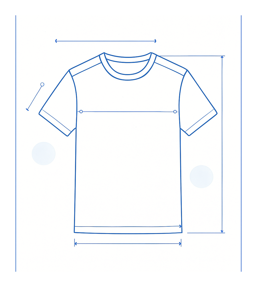 Tech-pack spec drawing with measurement callouts